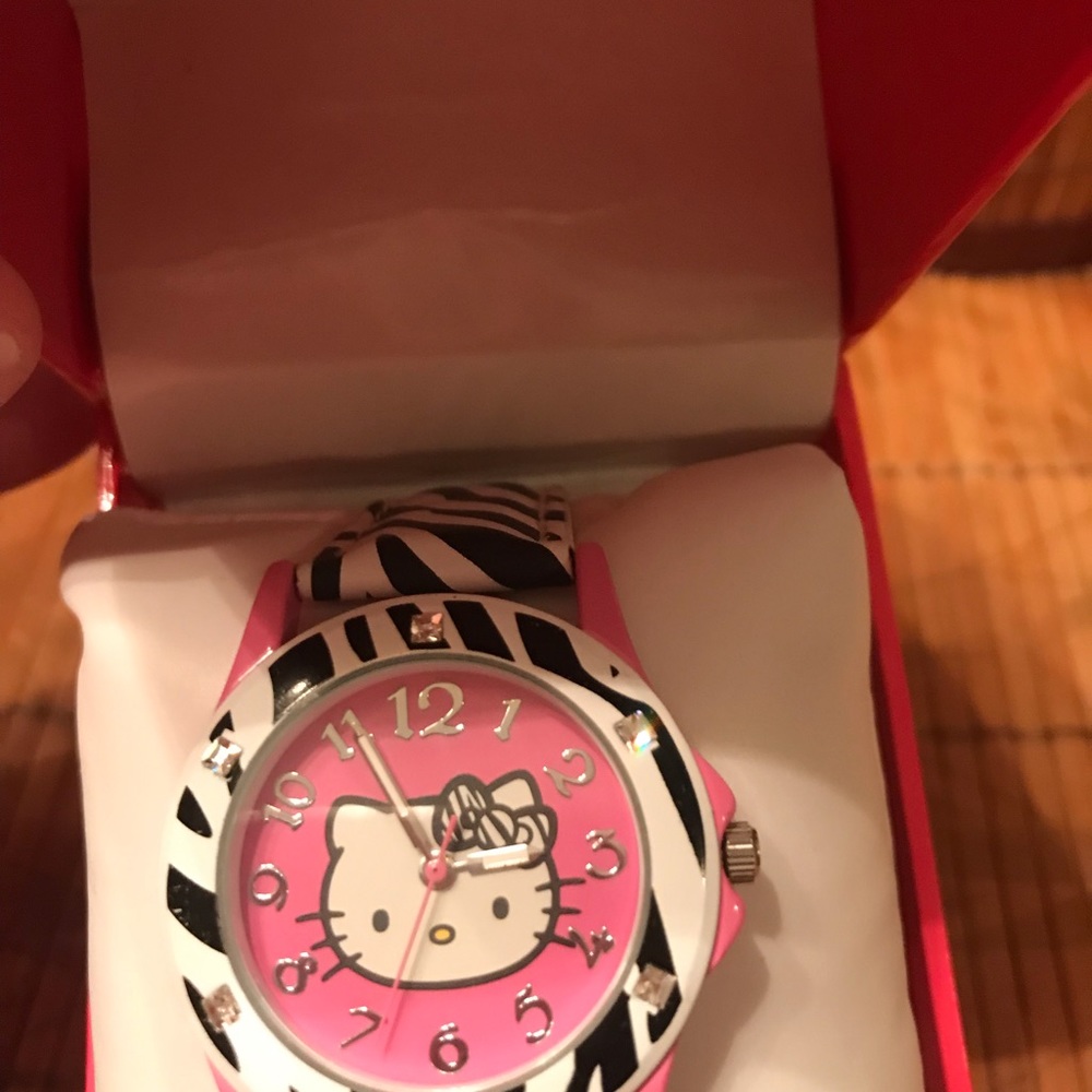 Hello kitty pink zebra watch new in box